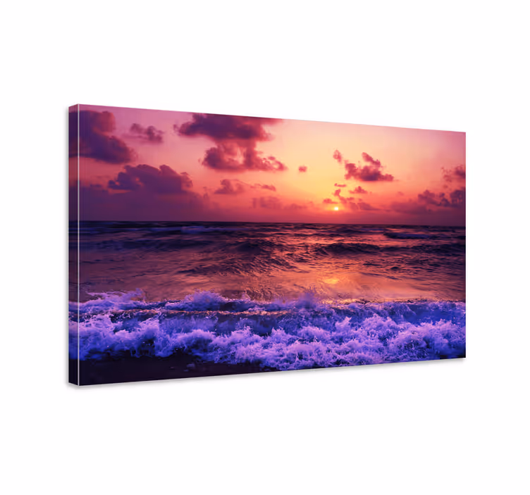 Värikkäät auringonlasku aallot maisema canvas taulu - Tenstickers