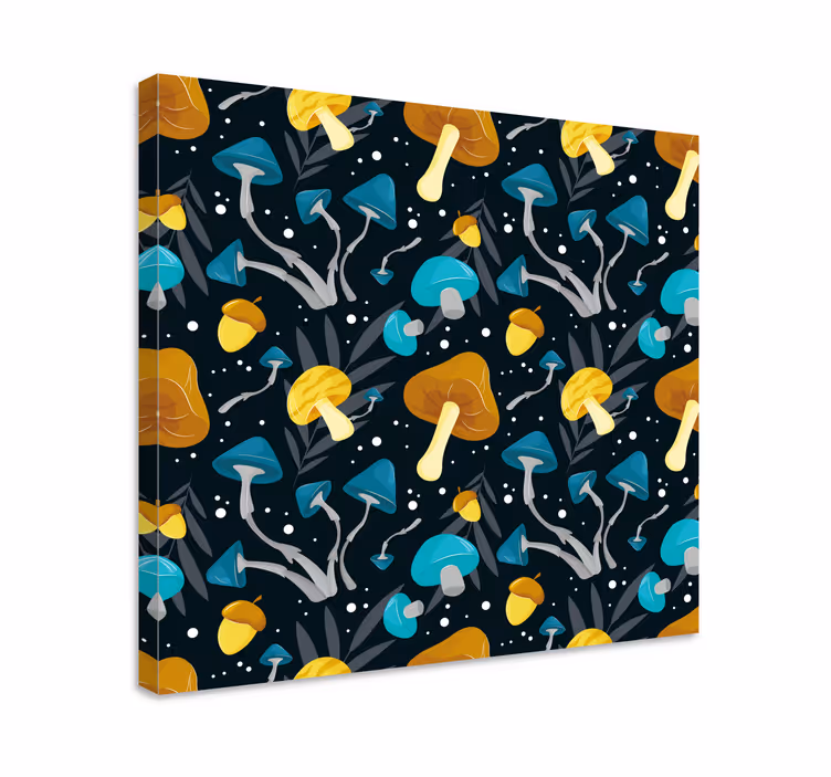 Sieni metsäkuvio kukka ja kasvi canvas taulu - Tenstickers