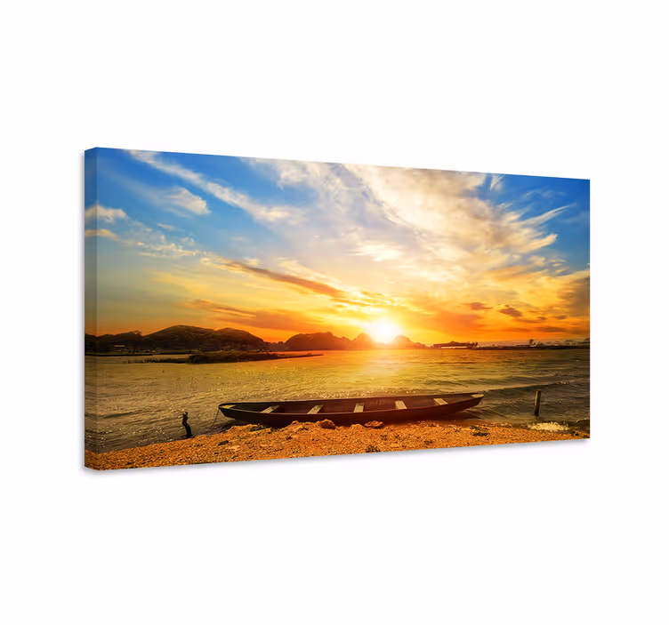 Auringonlasku veden yllä maisema canvas taulu - Tenstickers