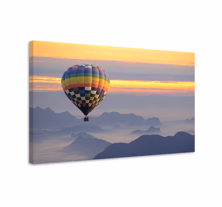 Värikäs kuumailmapallo maisema canvas taulu - Tenstickers