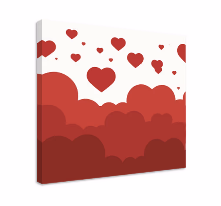 Punainen sydänpilvi makuuhuone canvas - Tenstickers