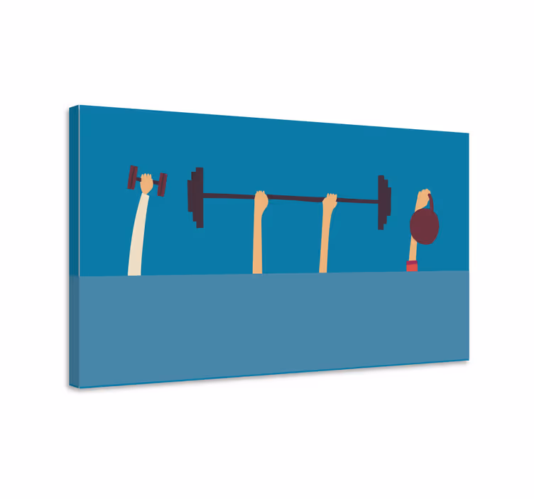 Urheilu canvas taulu treenivälineet käsissä - Tenstickers