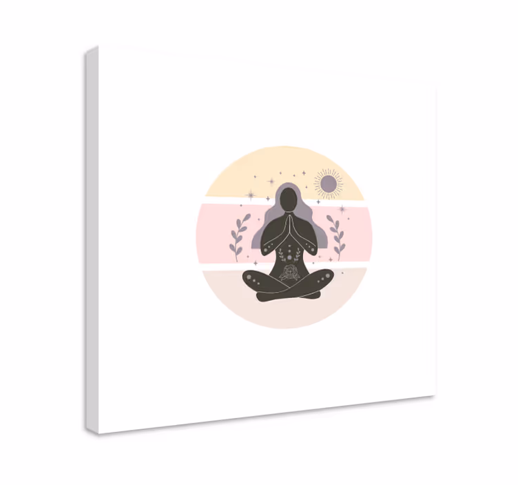 Kauniita jooga -asentoja ympyrässä canvas kotiin - Tenstickers