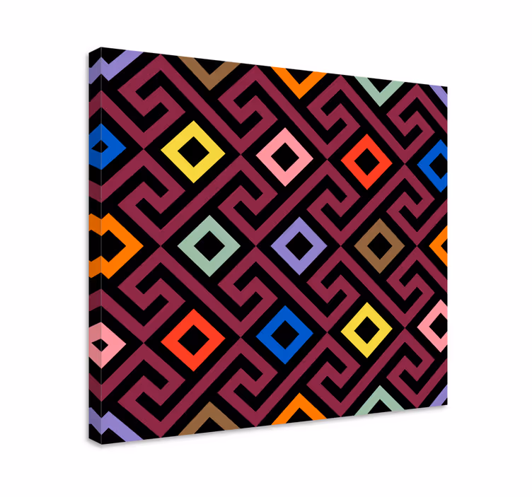 Värikkäät geometriset neliöt canvas-tauluna - Tenstickers