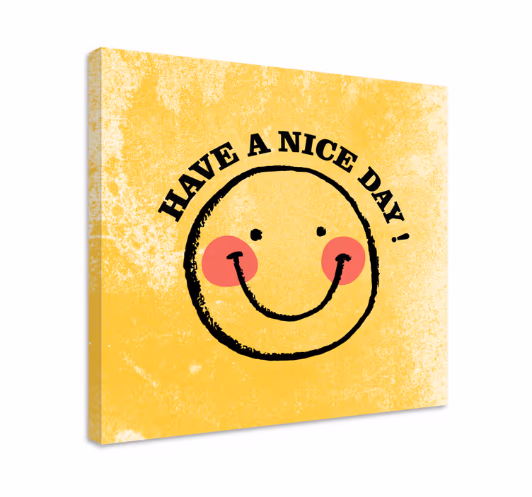 "hyvää päivää" hymiö olohuone canvas - Tenstickers