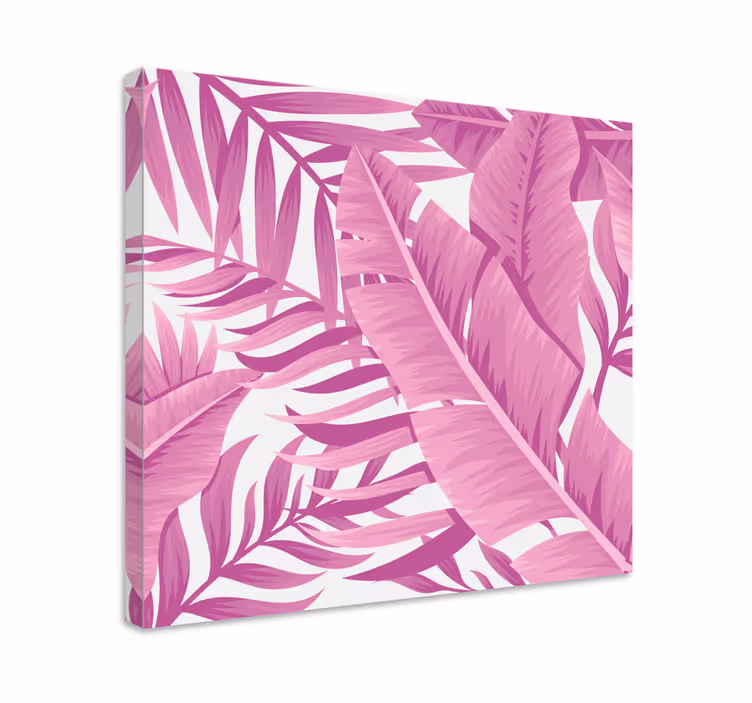 Vaaleanpunaiset trooppiset lehdet canvas-taulu - Tenstickers