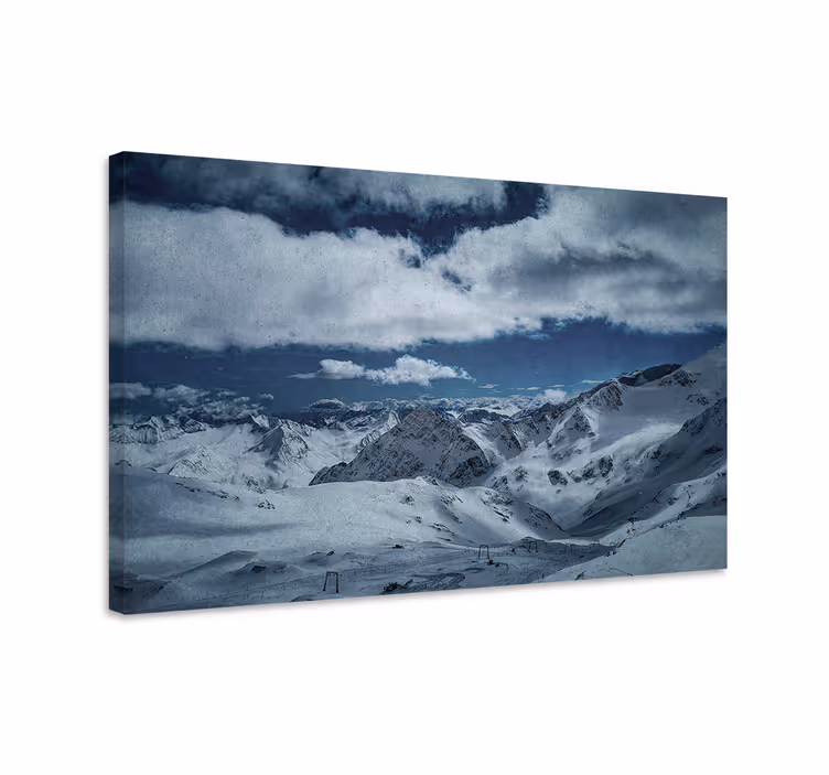 Majesteettiset lumihuippuiset vuoret maisema canvas taulu - Tenstickers