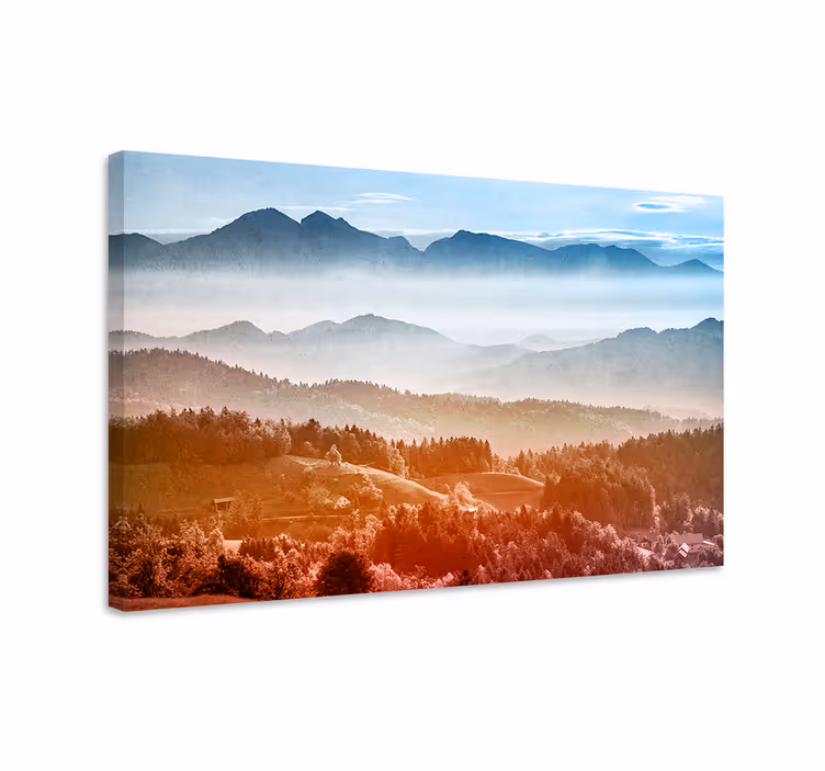 Sumuinen vuoristomaisema maisema canvas taulu - Tenstickers