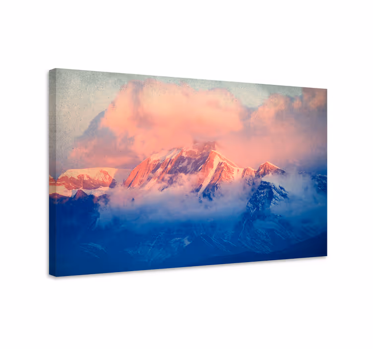 Vuorenhuippujen auringonlasku canvas taulu - Tenstickers