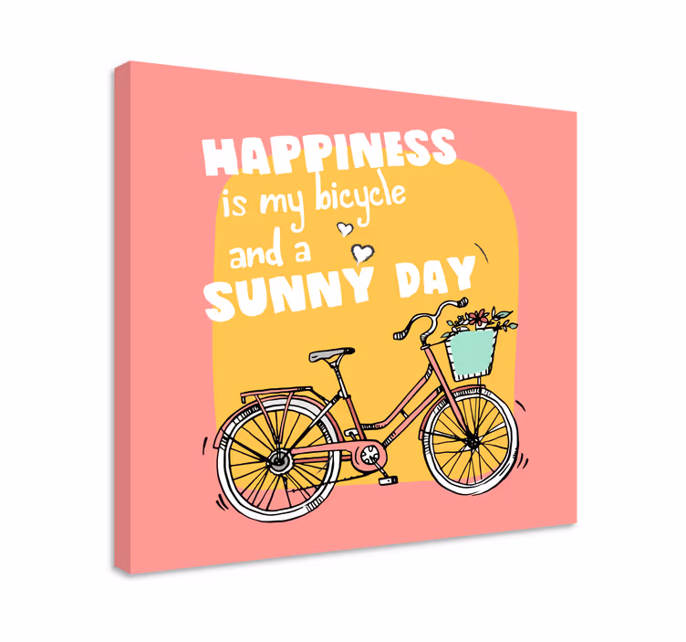 Pyörä ja aurinkoinen päivä motivoiva canvas taulu - Tenstickers