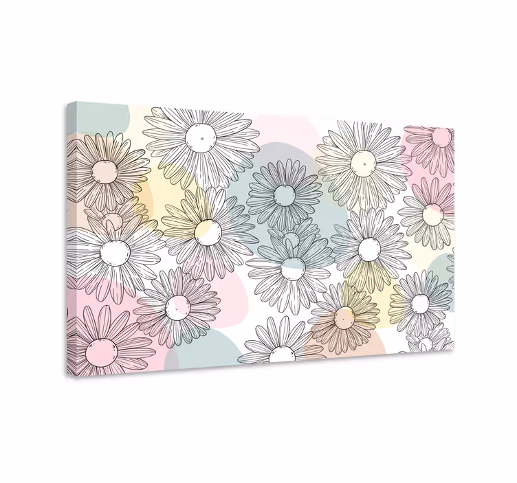 Kawaii-tyylisiä muotoja ja kukkia moderni canvas - Tenstickers