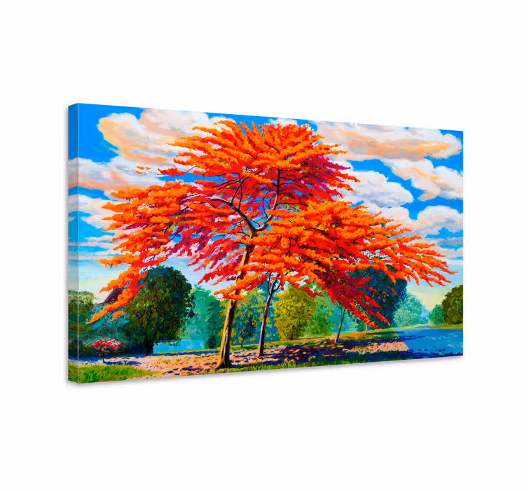 Tulinen syksyn lehdistö canvas taulu - Tenstickers