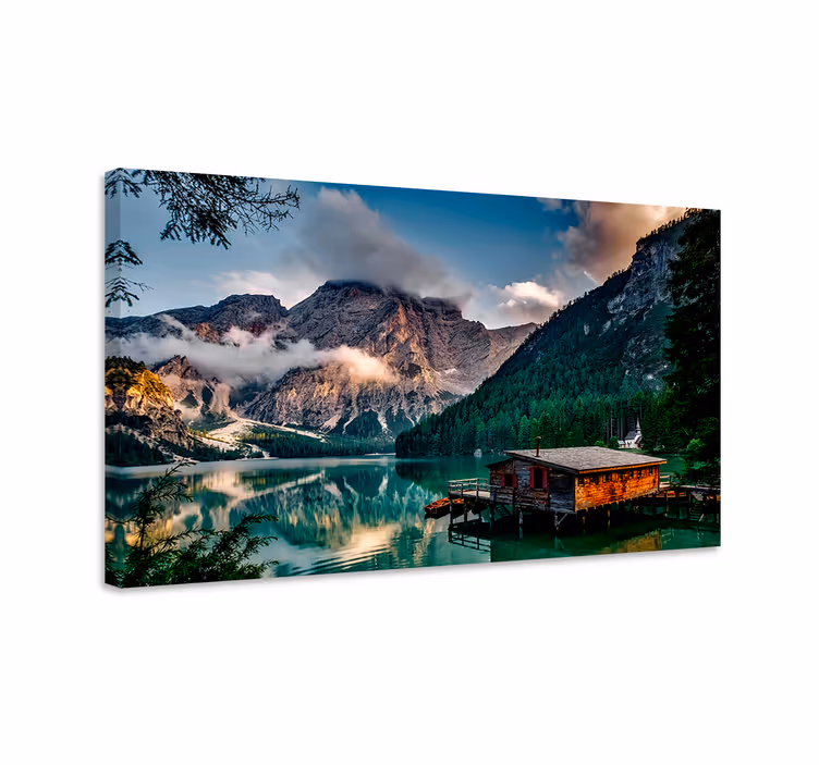 Vuoristojärven näkymä maisema canvas taulu - Tenstickers