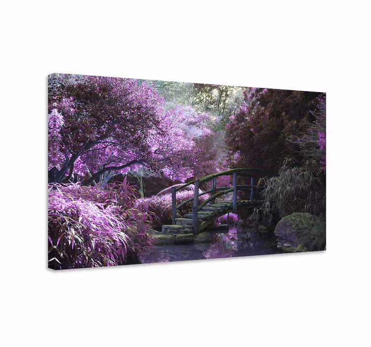 Rauhallinen puutarhasilta maisema canvas taulu - Tenstickers