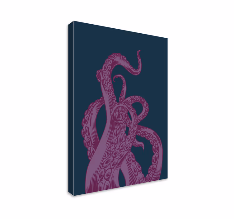 Purppura mustekala lonkero meriolentoja kylpyhuone canvas - Tenstickers