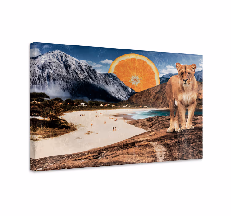 Leijona rannalla eläin canvas taulu - Tenstickers