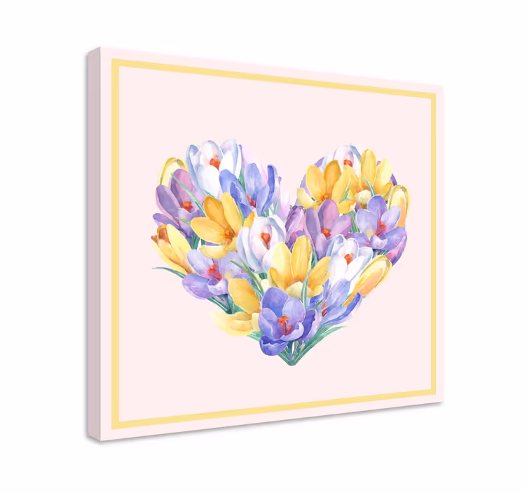 Sydämenmuotoiset kukat ja kasvit canvas-taulussa - Tenstickers