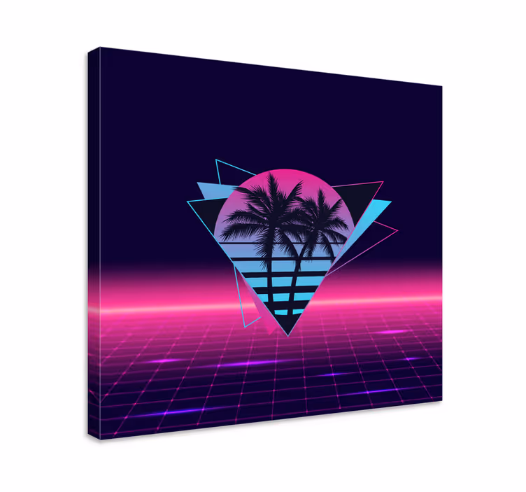 Vaporwave tyylinen palmu vintage canvas - Tenstickers