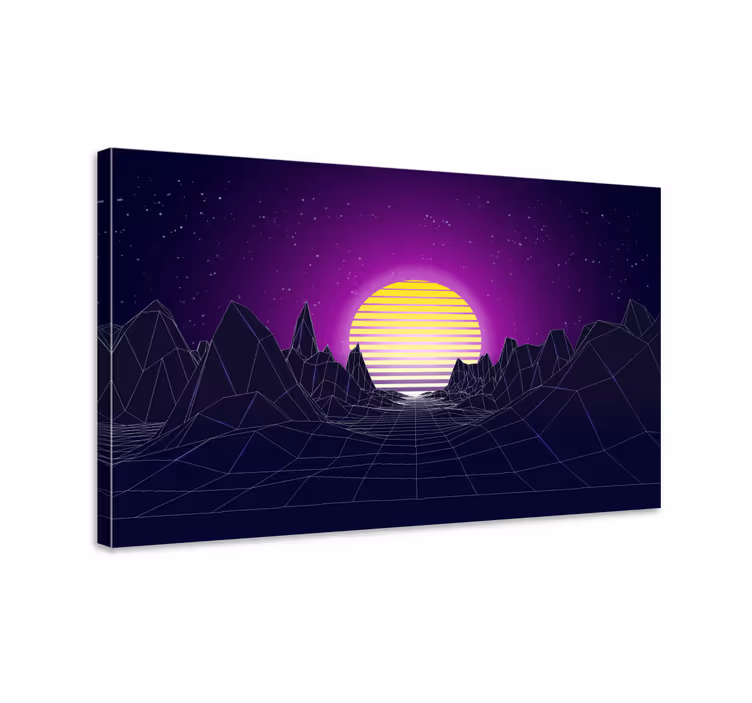 Moderni canvas taulu geometrinen auringonlaskumaisema - Tenstickers
