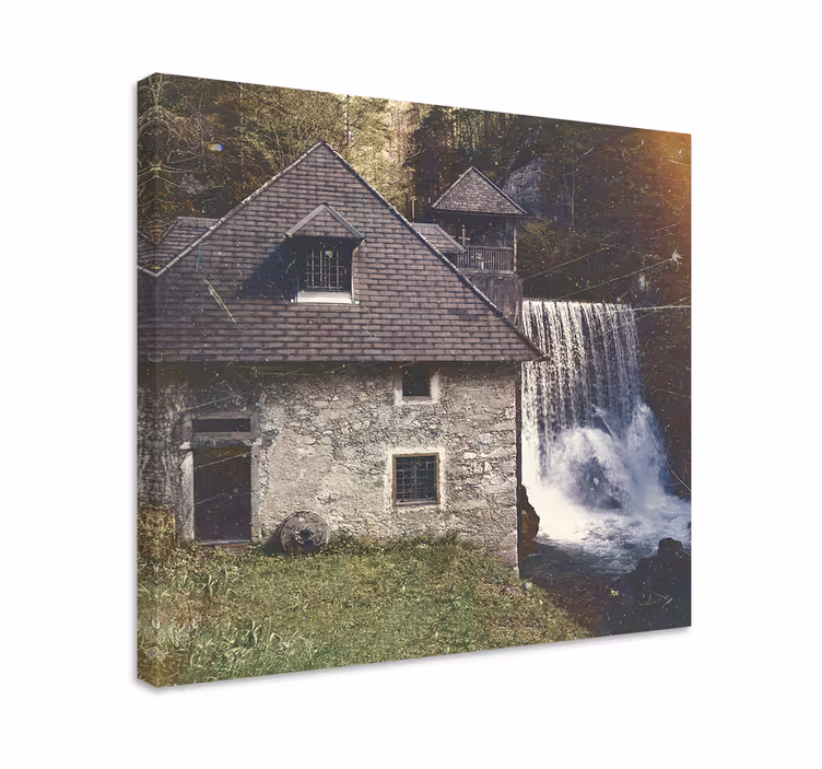 Historiallinen vesiputousmaisema canvas taulu - Tenstickers