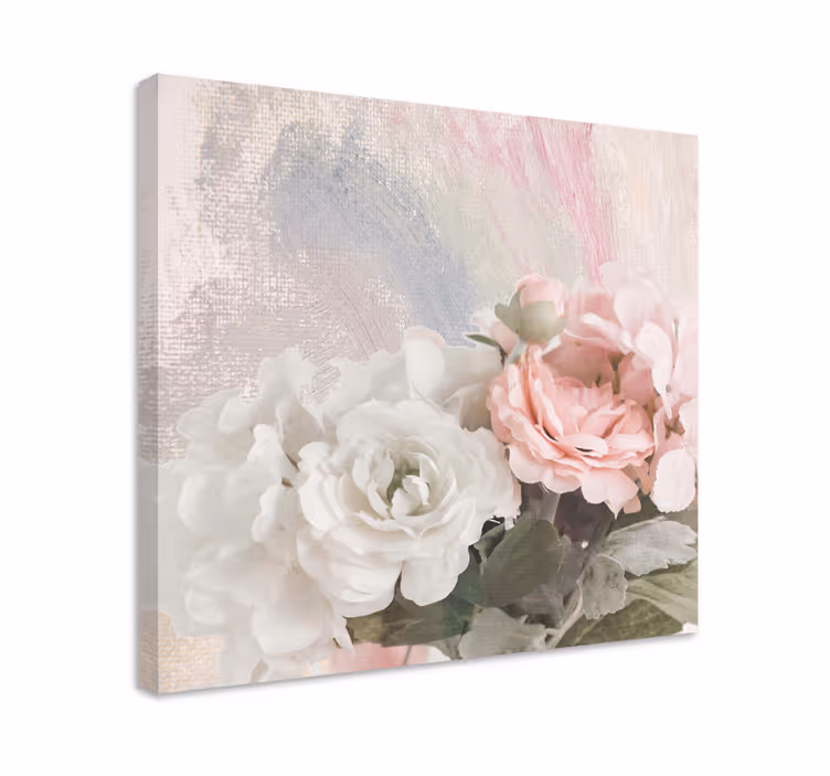 Valkoiset ja vaaleanpunaiset ruusut "shabby chic" -tyyliin vintag - Tenstickers