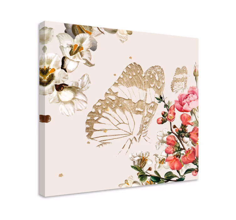 Kultaiset perhoskukat canvas-taulu - Tenstickers