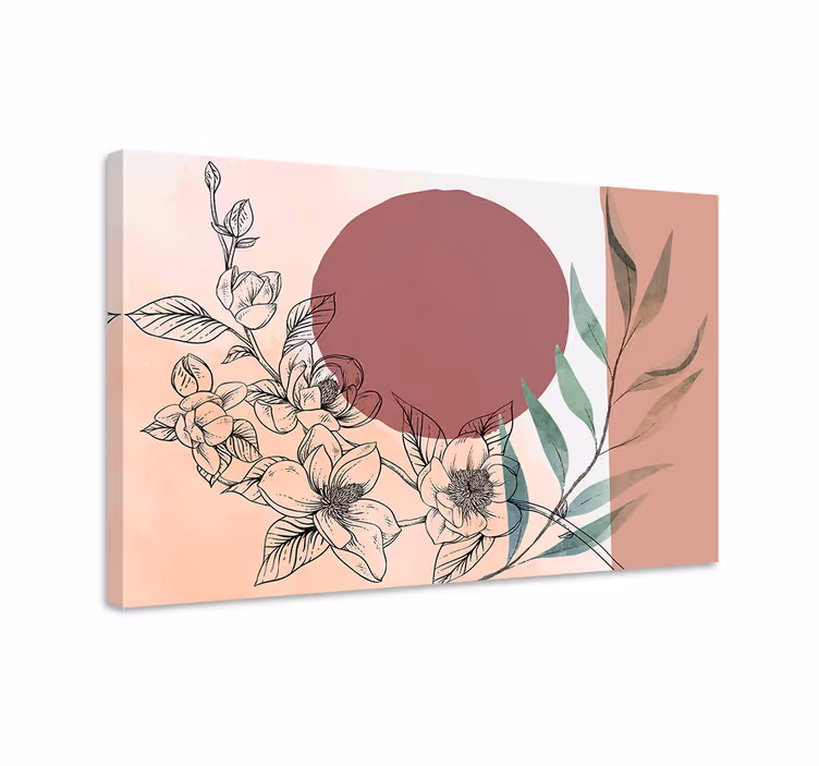 Kukkasomistus ympyrässä canvas-tauluna - Tenstickers