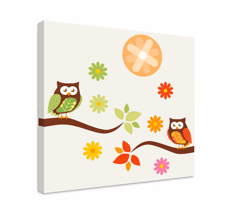 Pöllöperheen ilo eläin canvas taulu - Tenstickers