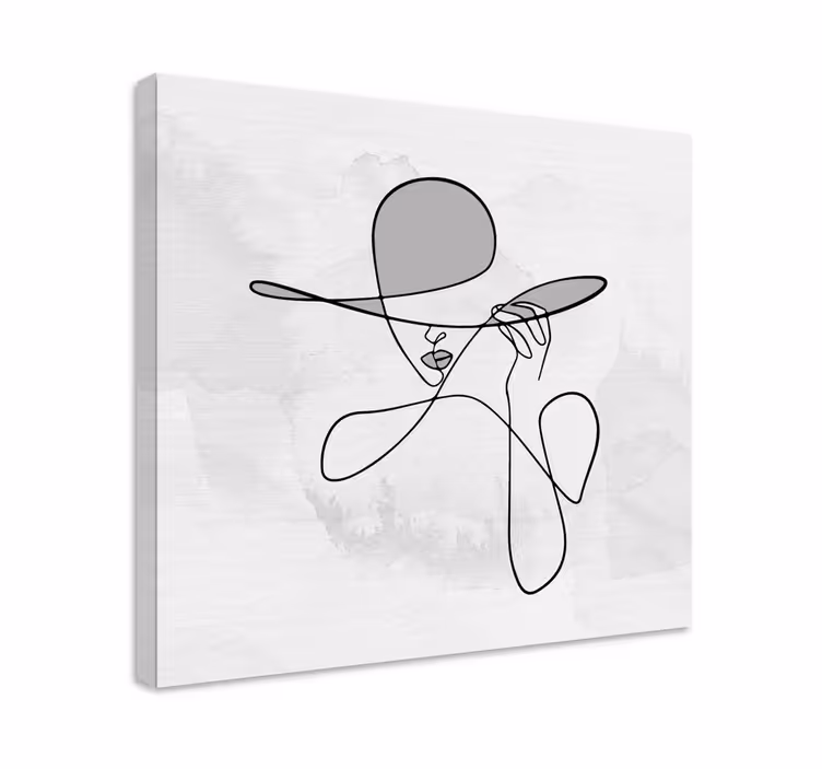 Minimalistinen nainen hatulla Canvas eteiseen - Tenstickers