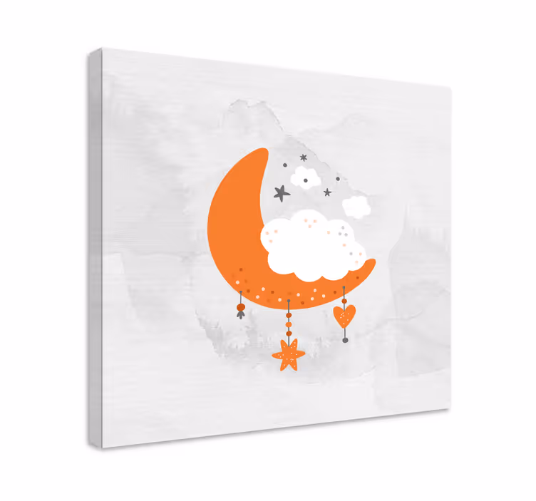 Pilvinen kuu seinäkoriste vauvan huoneen canvas taulu - Tenstickers