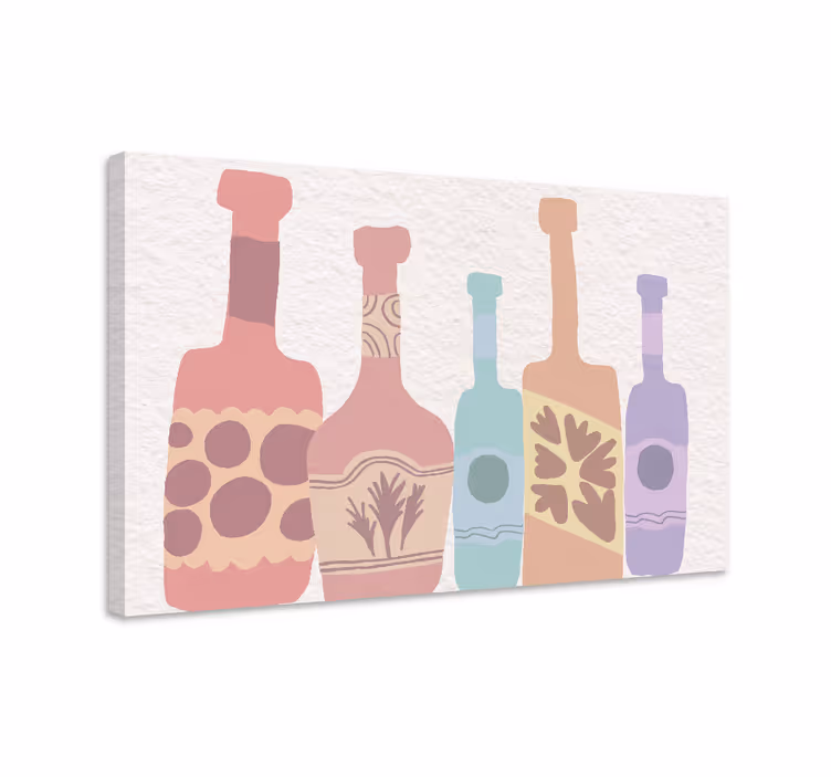 Värikkäät pullo siluetit koriste canvas taulu - Tenstickers