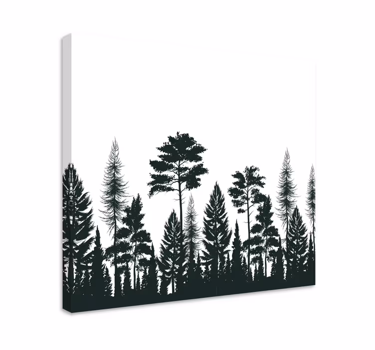 Ikivihreiden kasvien siluetti puu canvas taulu - Tenstickers