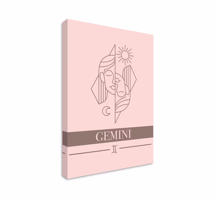 Gemini pink kortti horoskooppi makuuhuone canvas - Tenstickers