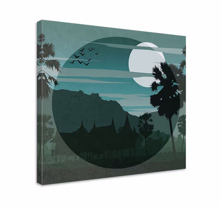 Rauhallinen kuutamo maisema canvas taulu - Tenstickers