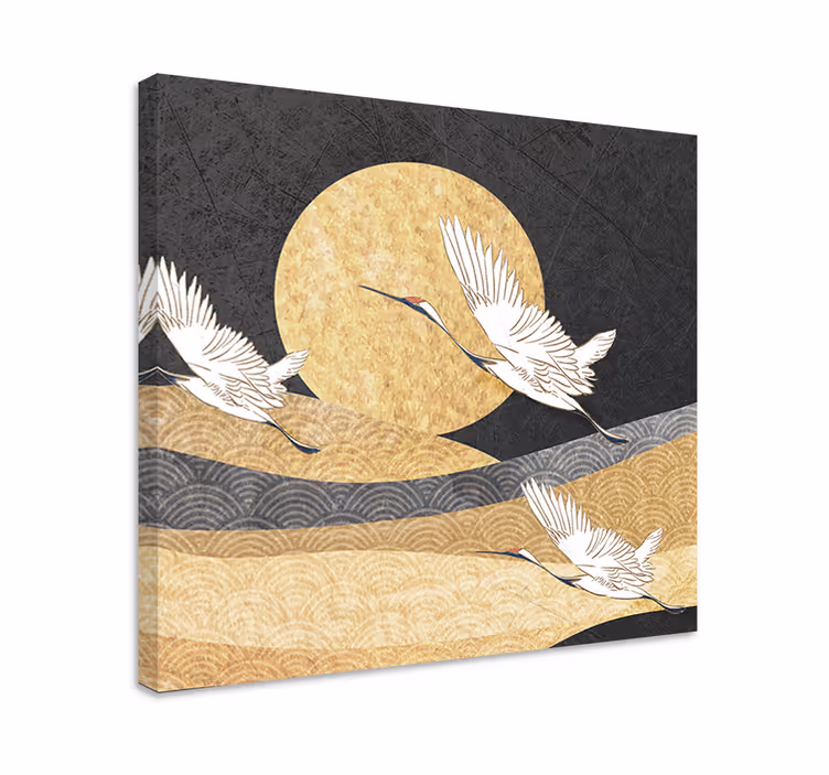 Buddha canvas taulu lentävät kurjet - Tenstickers