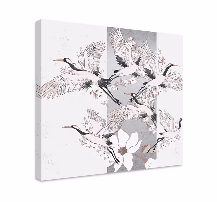 Arvokkaat kurjet taivaalla maisema canvas taulu - Tenstickers