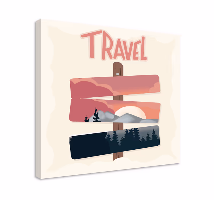 Matkakyltti kaupunki canvas taulu - Tenstickers