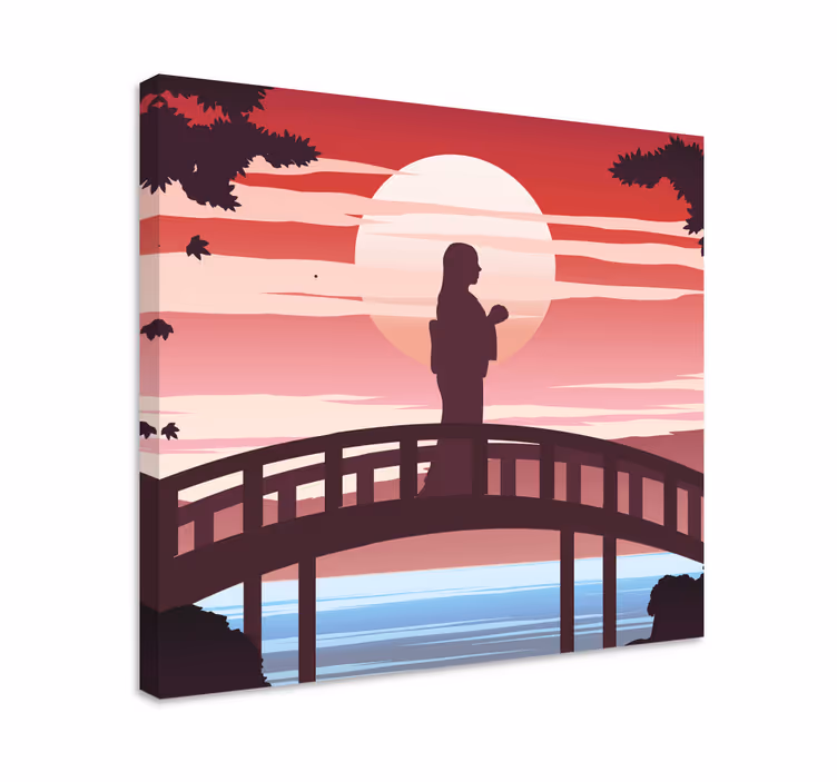 Silhuetti sillalla abstrakti canvas taulu - Tenstickers