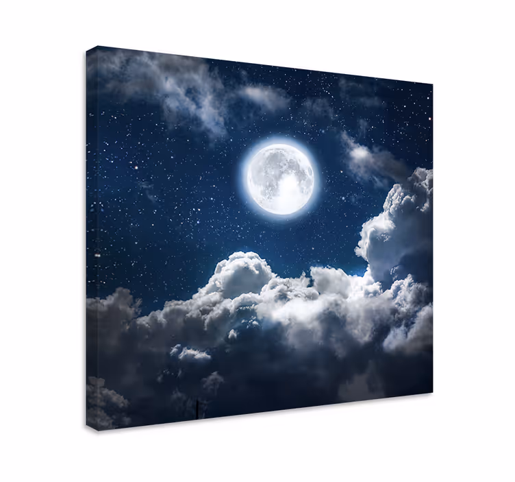 Kaunis yökuu ja pilvet canvas taulu maisema - Tenstickers