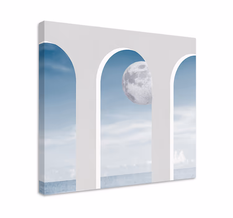 Idyllinen kuutamo yö kreikassa canvas taulu maisema - Tenstickers
