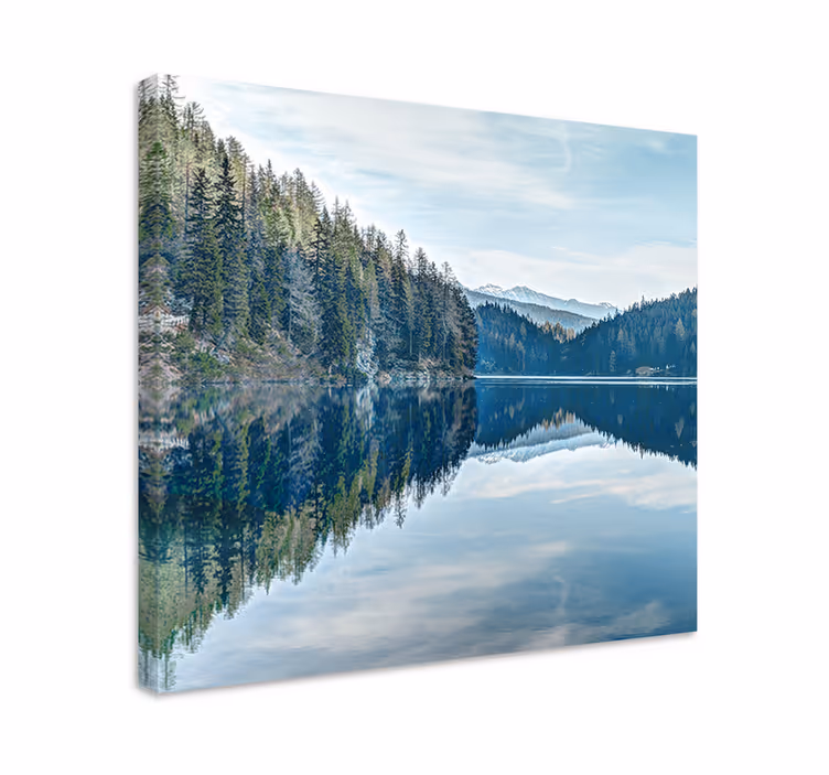Rauhallinen järven heijastusmaisema canvas taulu - Tenstickers