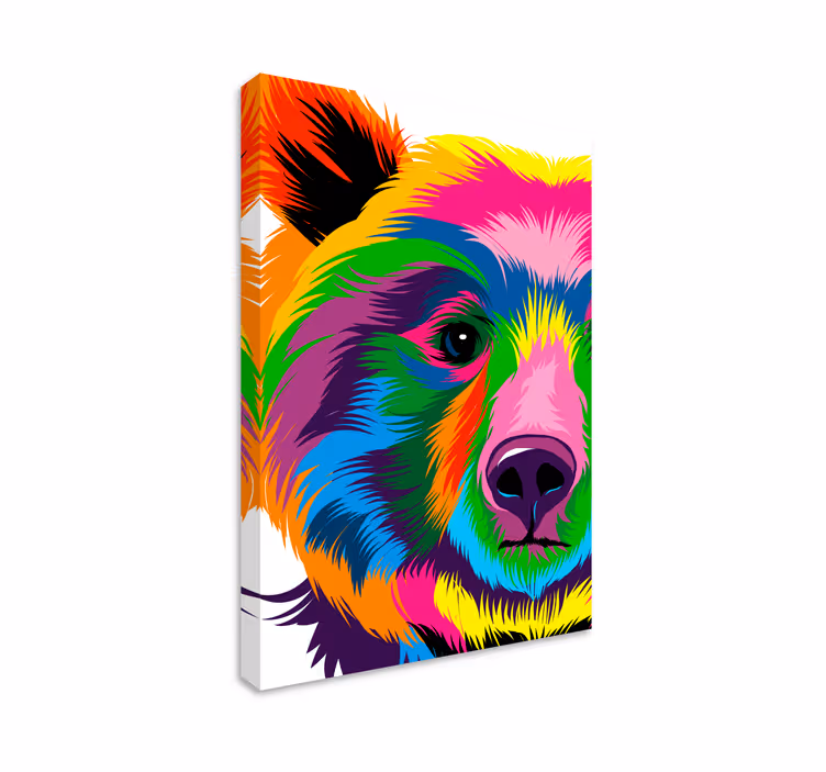 Värikäs karhu geometrinen canvas - Tenstickers