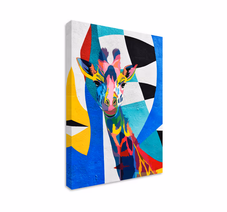 Abstrakti värikäs kirahvi geometrinen canvas - Tenstickers
