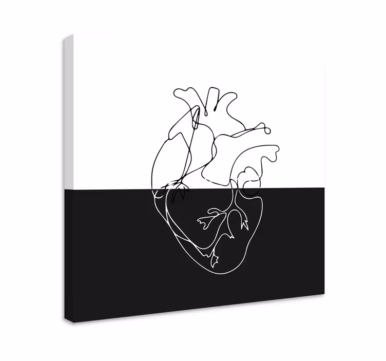 Geometrinen sydänlineart geometrinen canvas - Tenstickers