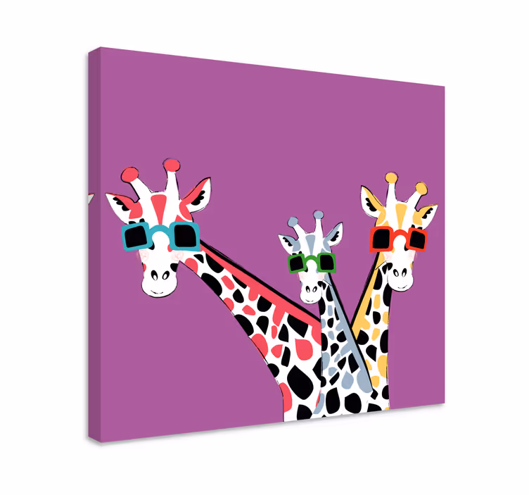 Aurinkolasilliset kirahvit eläin canvas taulu - Tenstickers
