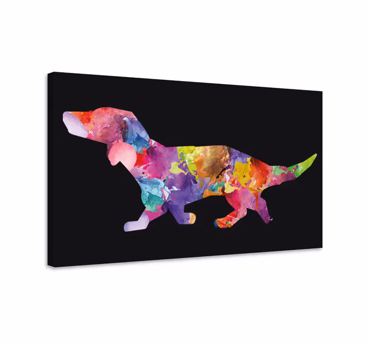 Värikäs koiramaalaus mustalla moderni canvas - Tenstickers