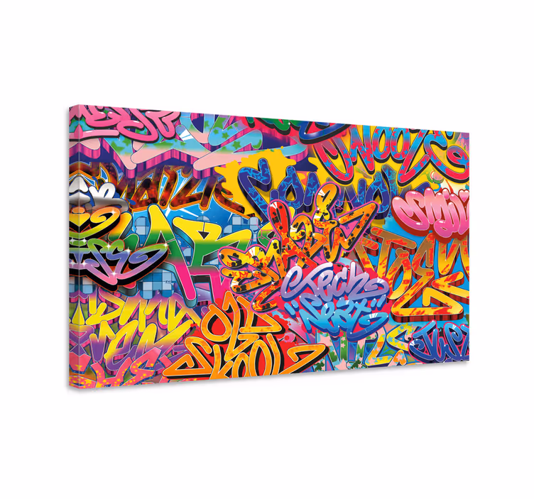 Värikäs graffiti-taide teksti canvas taulu - Tenstickers