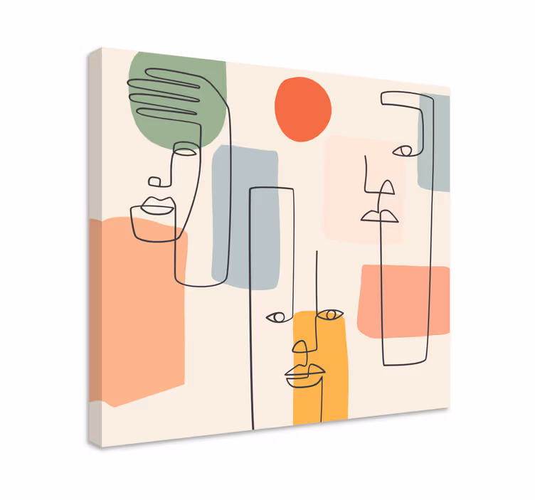 Minimalistinen seinätaide kasvoilla olohuone canvas - Tenstickers