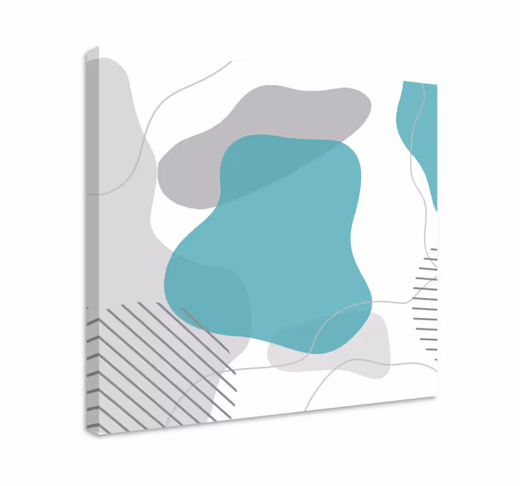 Sininen ja vihreä seinä taidemuotoja olohuone canvas - Tenstickers