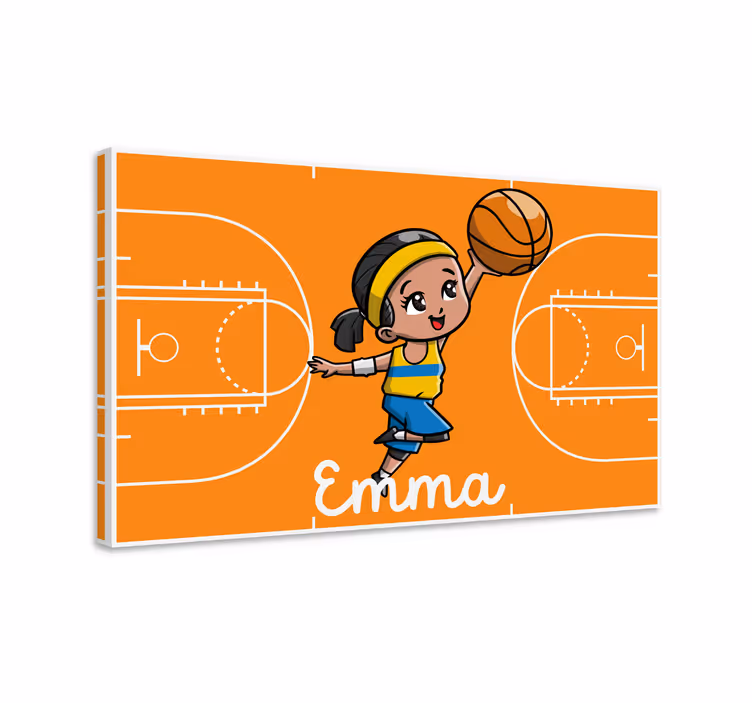 Lasten canvas taulu koripalloa pelaavasta tytöstä - Tenstickers